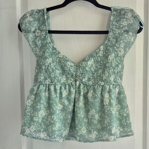 Floral Green Women's Top